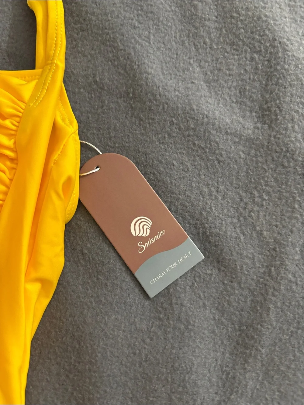 Smismivo Yellow Ruched Halter One Piece Swimsuit Medium NWT